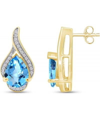 Pear Shape Simulated Birthstone Stud Earrings In 14k Yellow Gold Over 925 Sterling Silver Topaz $29.48 Earrings