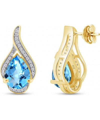 Pear Shape Simulated Birthstone Stud Earrings In 14k Yellow Gold Over 925 Sterling Silver Topaz $29.48 Earrings