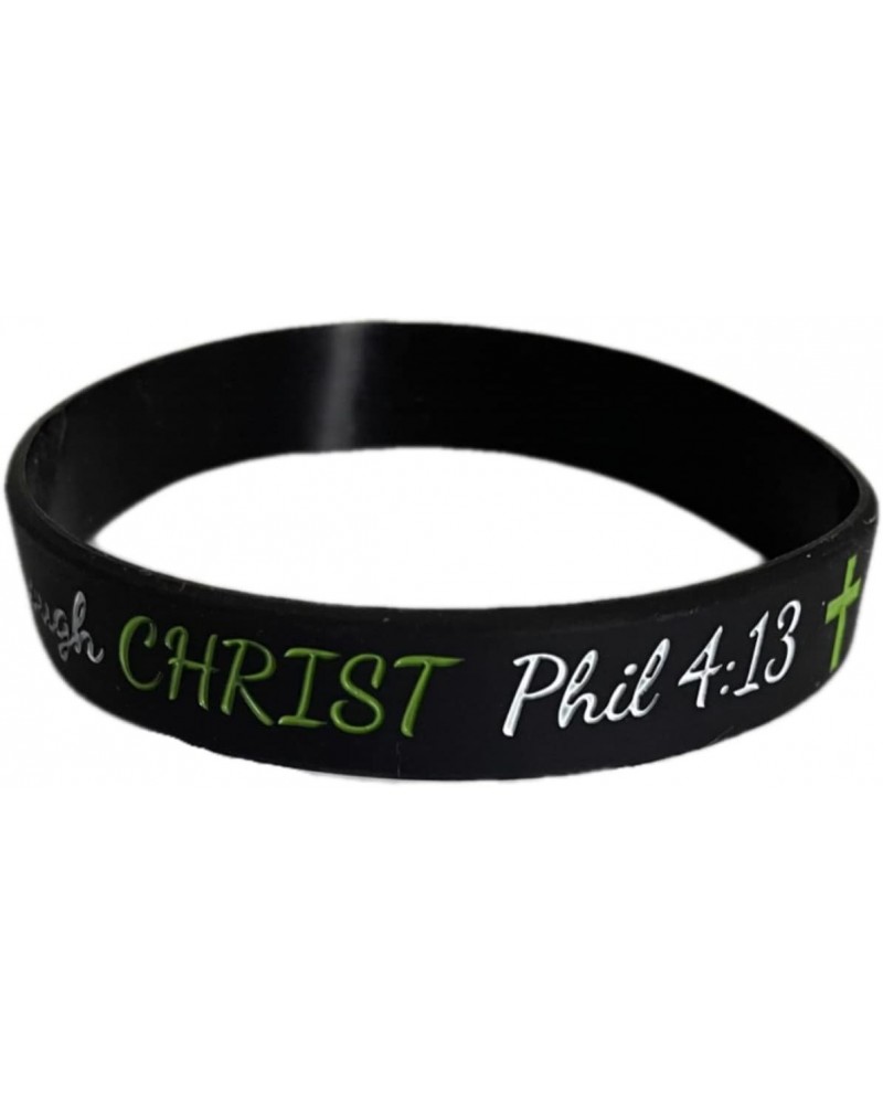 1 Single bracelet - Black I Can Do all Things Through Christ Bracelet Philippians 4 13 Silicone Wrist Band Rubber Christian B...