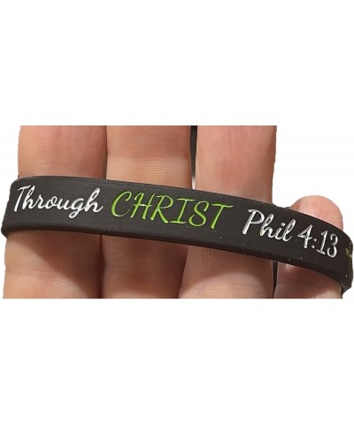 1 Single bracelet - Black I Can Do all Things Through Christ Bracelet Philippians 4 13 Silicone Wrist Band Rubber Christian B...