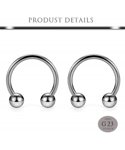 14G 16G Solid Grade 23 (G23) Titanium Horseshoe Barbell Septum Rings Hoop Lip Helix/Daith/Cartilage/Conch/Tragus Earrings Nip...