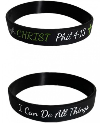 1 Single bracelet - Black I Can Do all Things Through Christ Bracelet Philippians 4 13 Silicone Wrist Band Rubber Christian B...