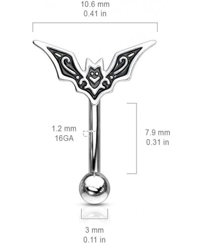 Horror Bat Top 316L Stainless Steel Curved Barbell Eyebrow Ring $7.79 Body Jewelry