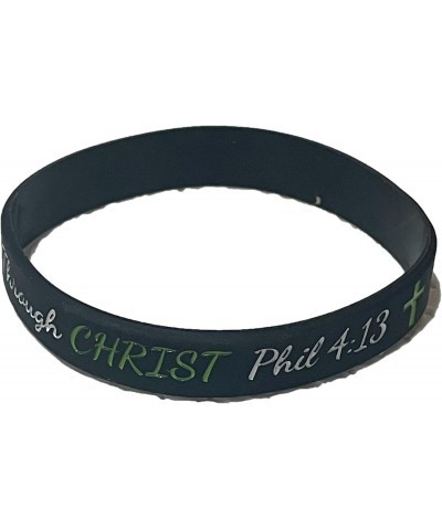 1 Single bracelet - Black I Can Do all Things Through Christ Bracelet Philippians 4 13 Silicone Wrist Band Rubber Christian B...