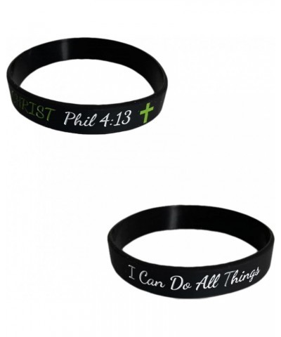 1 Single bracelet - Black I Can Do all Things Through Christ Bracelet Philippians 4 13 Silicone Wrist Band Rubber Christian B...