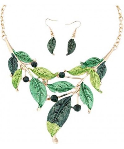 Boho Jewelry Set Pentant Necklace and Earrings for Women Vintage Gift Wedding Party Green $10.20 Jewelry Sets