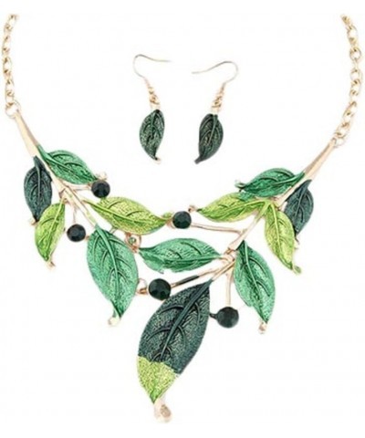 Boho Jewelry Set Pentant Necklace and Earrings for Women Vintage Gift Wedding Party Green $10.20 Jewelry Sets