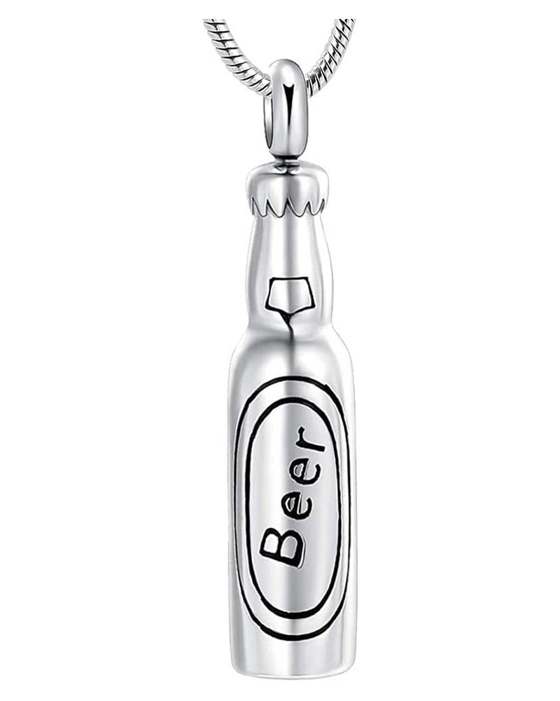 Beer Bottle Cremation Jewelry Urn Necklace Pendant Memorial Ash Jewelry Keepsake Jewelry for Ashes Steel $12.57 Necklaces