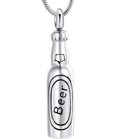 Beer Bottle Cremation Jewelry Urn Necklace Pendant Memorial Ash Jewelry Keepsake Jewelry for Ashes Steel $12.57 Necklaces