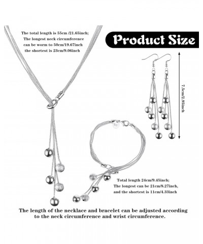 3 Pack Italian Silver Chain Necklace for Women Silver Five-line Chain Necklace Bracelet Drop Dangle Earrings Jewelry Set for ...