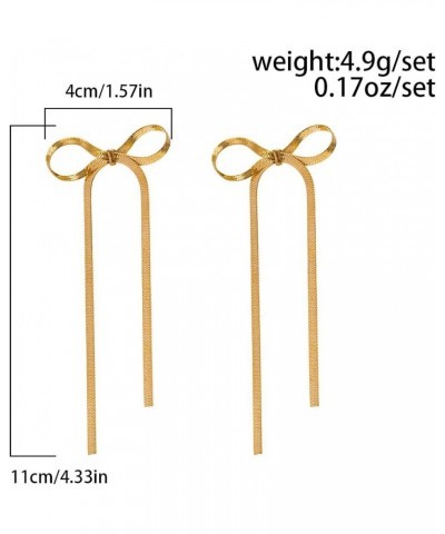 Bow Earrings Long Chain Bow Dangle Tassel Earrings for Women Bow Stud Earrings Wedding Statement Jewelry A Gold $5.22 Earrings