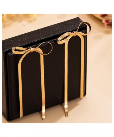 Bow Earrings Long Chain Bow Dangle Tassel Earrings for Women Bow Stud Earrings Wedding Statement Jewelry A Gold $5.22 Earrings