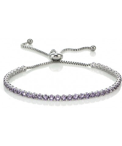 Stainless Steel Cubic Zirconia Adjustable Bracelet Lavender Cubic Zirconia $13.76 Bracelets