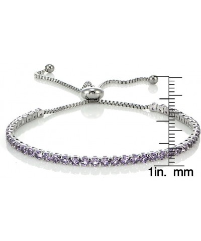 Stainless Steel Cubic Zirconia Adjustable Bracelet Lavender Cubic Zirconia $13.76 Bracelets