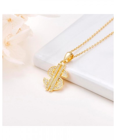 S925 Sterling Silver Choker Short Dainty Necklace Dollar Sign Pendant for Women Girl Jewelry $8.84 Necklaces