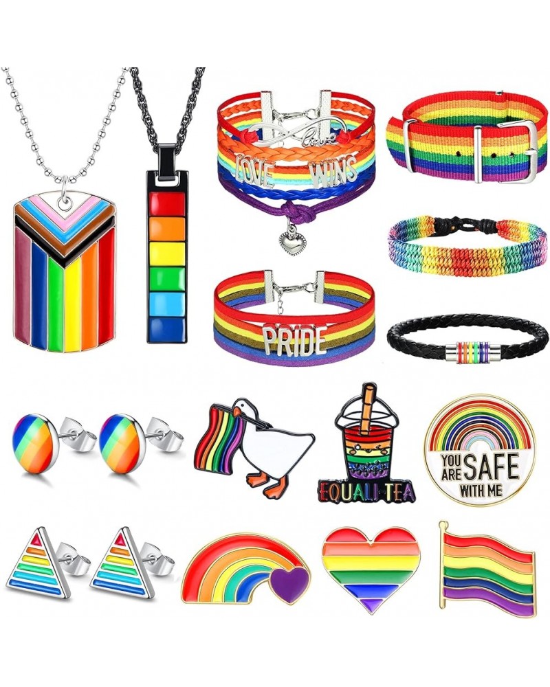 Pride Jewelry Set LGBTQ Accessories Gay Pride Bracelets Pride Necklaces Pride Pins Rainbow Earrings Lesbian Gay Bisexual Tran...