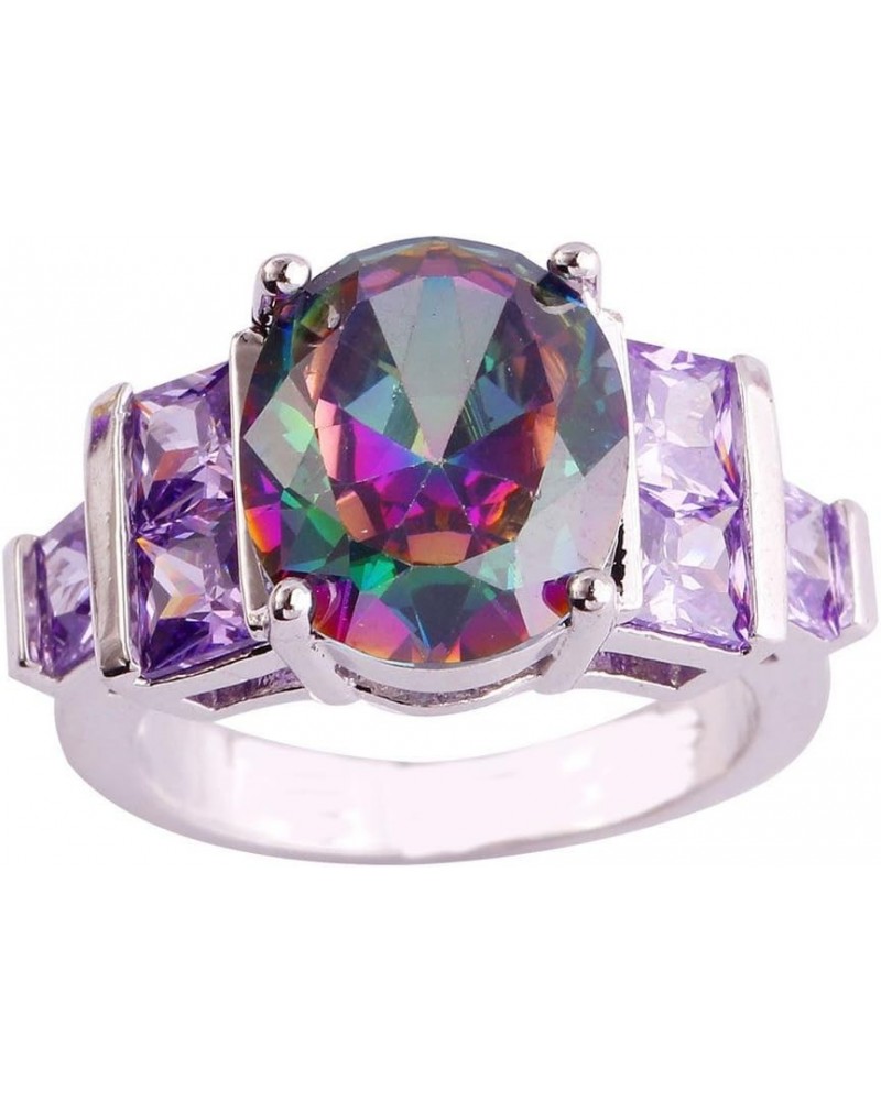 925 Sterling Silver Natural Novelty Filled Sapphire Quartz Topaz Engagement Wedding Ring US7 B_Rainbow $4.79 Others