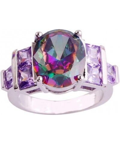 925 Sterling Silver Natural Novelty Filled Sapphire Quartz Topaz Engagement Wedding Ring US7 B_Rainbow $4.79 Others