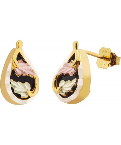 Black Hills Gold 10k Pear Onyx Stud Earrings $162.54 Earrings