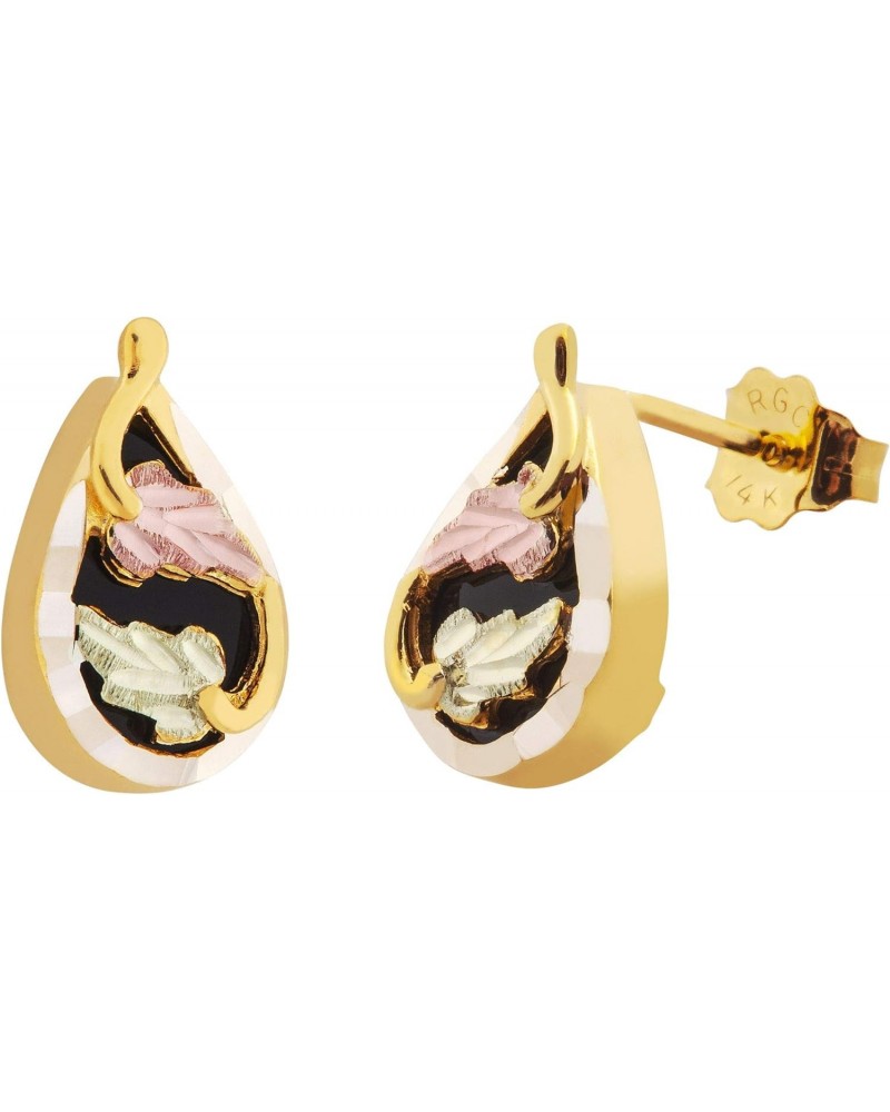 Black Hills Gold 10k Pear Onyx Stud Earrings $162.54 Earrings