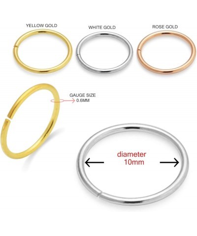 14 Karat Solid Gold 22 Gauge (0.6MM) - 3/8 Inch (10MM) Length Seamless Continuous Nose Hoop Ring Rose Gold $28.11 Body Jewelry