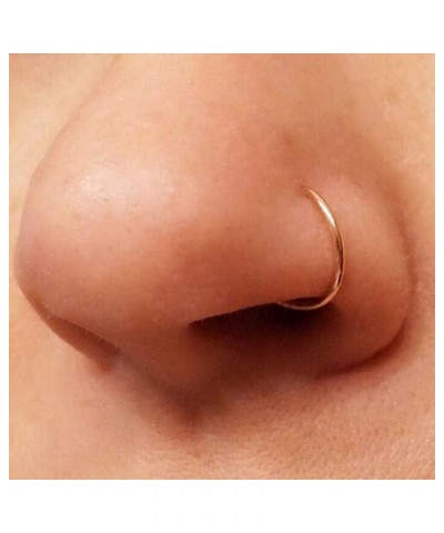 14 Karat Solid Gold 22 Gauge (0.6MM) - 3/8 Inch (10MM) Length Seamless Continuous Nose Hoop Ring Rose Gold $28.11 Body Jewelry