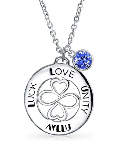 Amulet Talisman Intertwine Symbol Heart Infinity Clover For Love Luck Unity Inspirational Words Round Disc BFF Pendant Neckla...