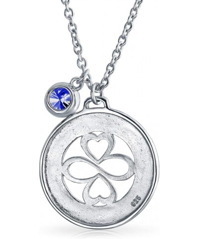 Amulet Talisman Intertwine Symbol Heart Infinity Clover For Love Luck Unity Inspirational Words Round Disc BFF Pendant Neckla...