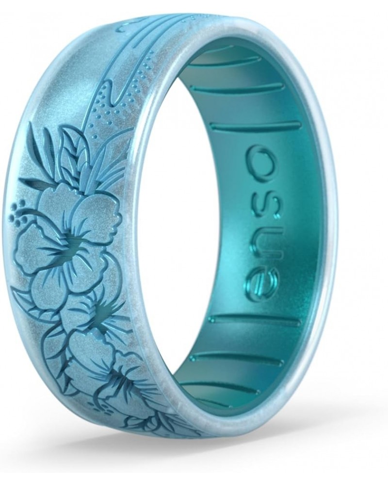 Etched Classic Silicone Rings - Comfortable and Flexible Design - 8mm Wide, 2.16 Thick Hibiscus Beach 13 $24.29 Others