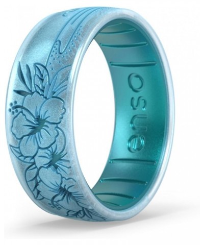 Etched Classic Silicone Rings - Comfortable and Flexible Design - 8mm Wide, 2.16 Thick Hibiscus Beach 13 $24.29 Others