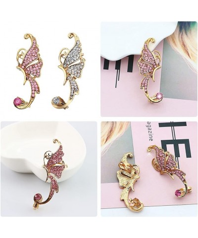 Crystal Pearl Flower Climbers Crawler Stud Earring Cute Rhinestone Resin Floral Left Ear Cuff Wrap Clip Earring Top Ear Clip ...