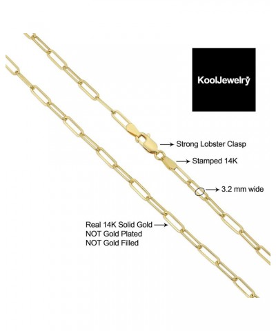 14k Yellow, White or Rose Gold 3.2 mm Paperclip Link Chain Bracelet for Women Yellow 7.5 inch $80.50 Bracelets