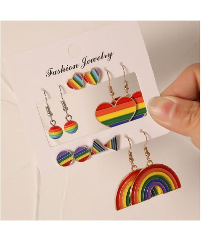 6 Pairs Rainbow Pride Earrings Bisexual Rainbow Earrings Set Lesbian Earrings Gay Earrings Pansexual Earrings LGBT Pride Gift...