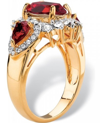 PalmBeach Yellow Gold-plated Oval Cut Red Crystal 3 Stone Ring Sizes 6-10 $21.10 Rings