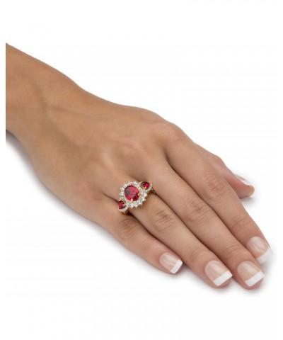 PalmBeach Yellow Gold-plated Oval Cut Red Crystal 3 Stone Ring Sizes 6-10 $21.10 Rings