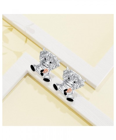 Sterling Silver Animals Stud Earrings for Women Horseshoe/Cow/Butterfly/Cat/Sloth/Koala/Axolotl/Hedgehog/Squirrel/Dragon/Labr...