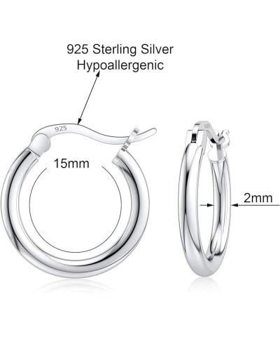 925 Sterling silver Round Hoop Earrings for Women, Girls & Men Comes in 10MM-25MM 15.0 Millimeters $8.61 Earrings