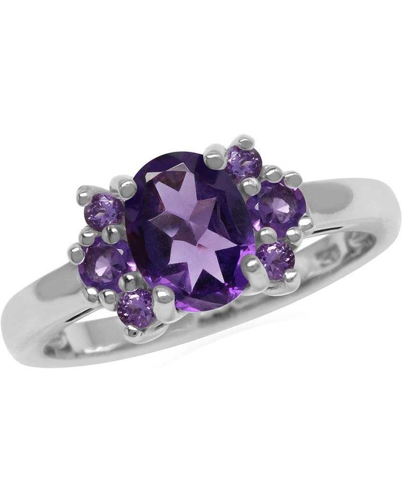 Genuine Oval 8x6 mm Purple African Amethyst 925 Sterling Silver Engagement Ring $13.20 Rings