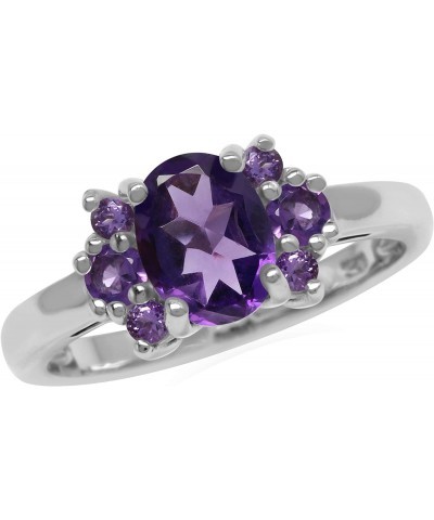 Genuine Oval 8x6 mm Purple African Amethyst 925 Sterling Silver Engagement Ring $13.20 Rings