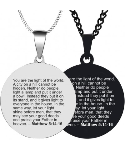 2PCS Custom Personalized Engraved Happy New Year Bible Verse Stainless Steel Jewelry Pendant Necklace Chain Matthew 5:14-16 S...