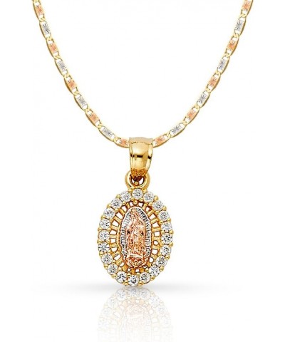 14K Yellow Gold Our Lady of Guadalupe Cubic Zirconia CZ Charm Pendant with 1.5mm Valentino Chain Necklace 16.0 Inches $63.55 ...