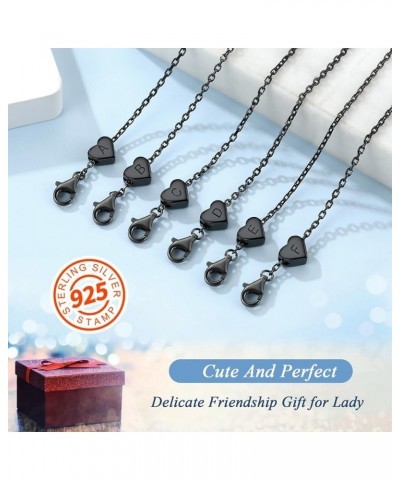 Women 26 Initial Anklet/Bracelet, Black in 925 Sterling Silver-Send Gift Box S bracelet $7.50 Anklets