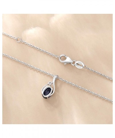 14K Solid White Gold Oval Birthstone Pendant with Diamond Necklace Valentine's Day Gifts for Mom Women, Sterling Silver Chain...