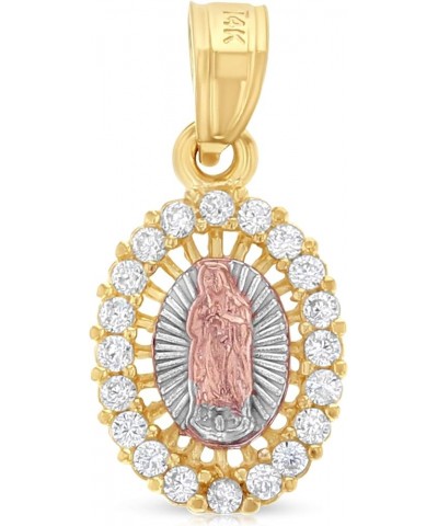 14K Yellow Gold Our Lady of Guadalupe Cubic Zirconia CZ Charm Pendant with 1.5mm Valentino Chain Necklace 16.0 Inches $63.55 ...