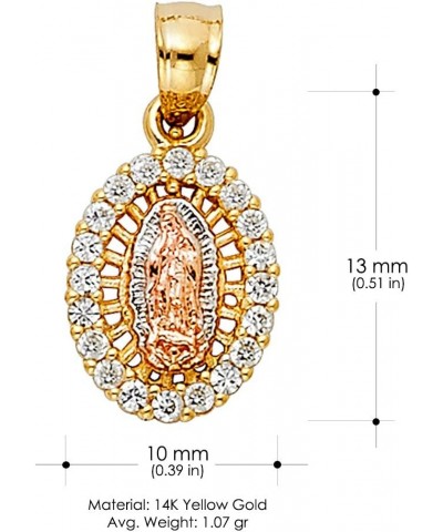 14K Yellow Gold Our Lady of Guadalupe Cubic Zirconia CZ Charm Pendant with 1.5mm Valentino Chain Necklace 16.0 Inches $63.55 ...