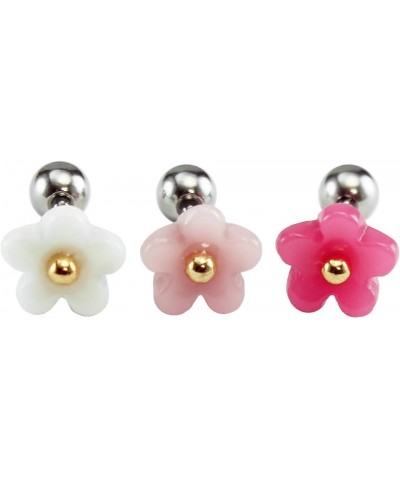 16g 1/4" Cute Flower Cartilage Earring, Helix Earring, Conch Earring, Piercing Barbell Ear Stud, 1pc Dark Pink $8.64 Body Jew...