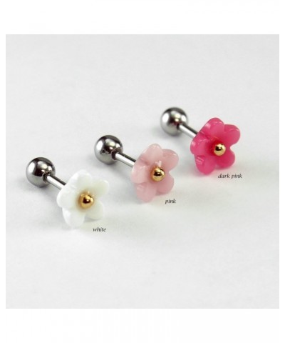 16g 1/4" Cute Flower Cartilage Earring, Helix Earring, Conch Earring, Piercing Barbell Ear Stud, 1pc Dark Pink $8.64 Body Jew...