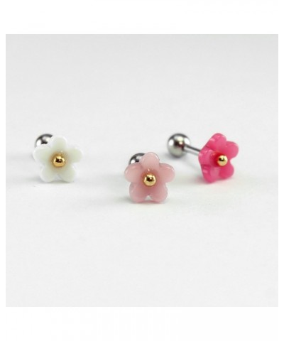 16g 1/4" Cute Flower Cartilage Earring, Helix Earring, Conch Earring, Piercing Barbell Ear Stud, 1pc Dark Pink $8.64 Body Jew...