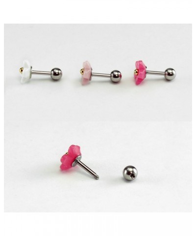 16g 1/4" Cute Flower Cartilage Earring, Helix Earring, Conch Earring, Piercing Barbell Ear Stud, 1pc Dark Pink $8.64 Body Jew...