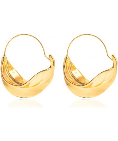 Gold Earrings Chunky Basket Fulani Earrings for Women Girls Dangle Earrings Round Hammered Earring Gold Hoop Earrings $10.02 ...